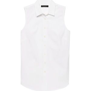 White, sleeveless, button-up blouse, 0 Petite